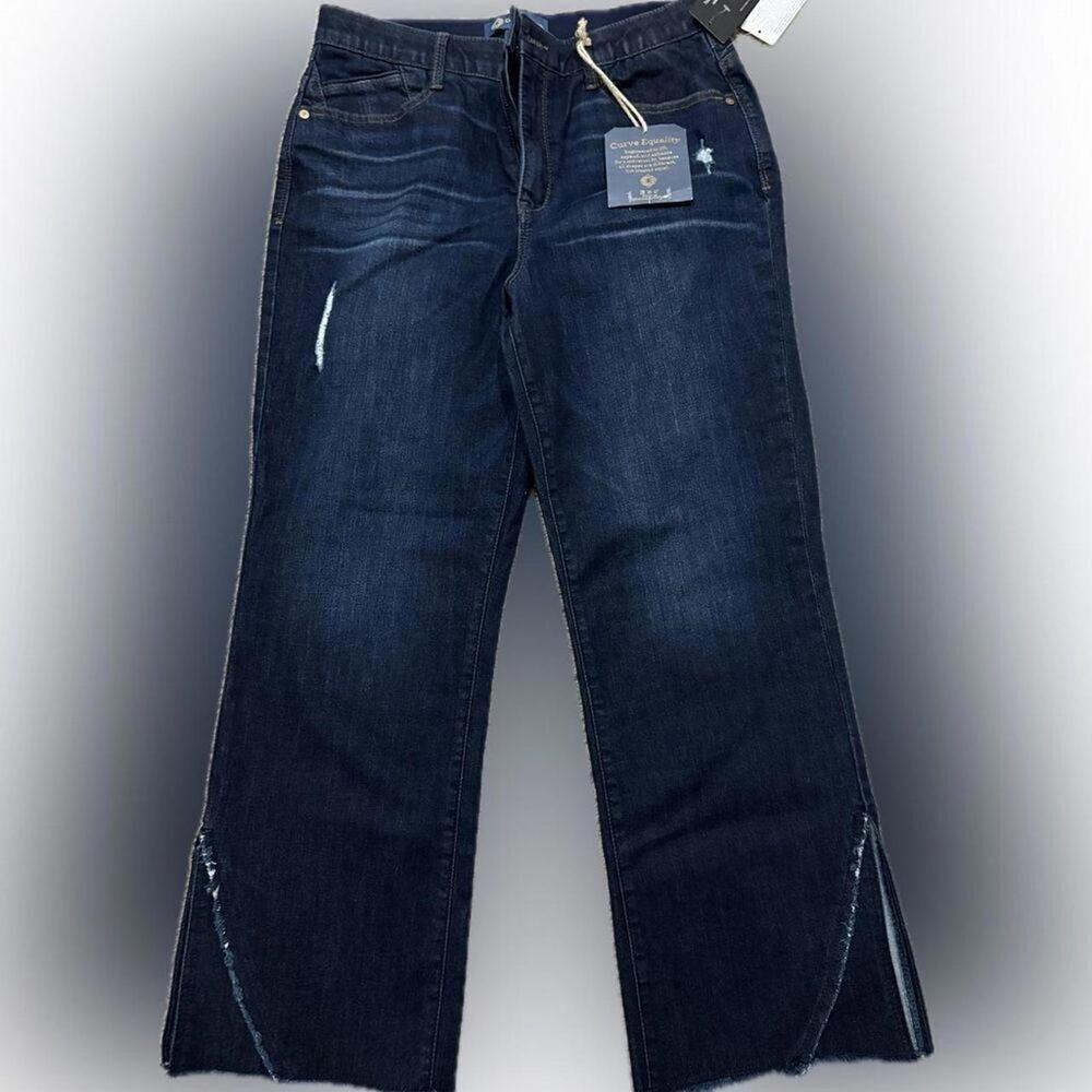 NWT Women's Democracy dark cropped jeans with split hem and raw edge‎ details 12